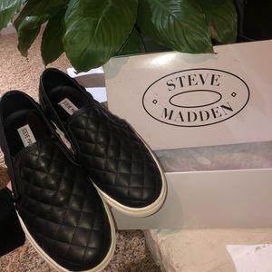 Steve Madden Black Slip Ons